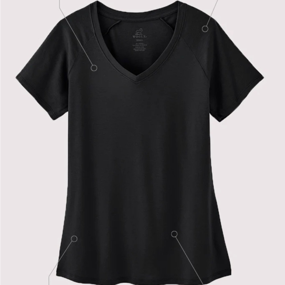 Woolx Women's Black Merino Wool blend V-Neck T-Shirt